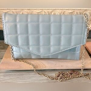 🌸🌷Crossi Blue Envelope Style Patent Puffy Quilted Crossbody Shoulder Bag Clutch